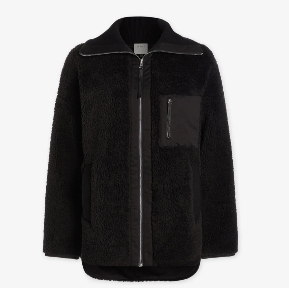Varley Myla Zip Through Teddy Jacket NWT Black Size XL - Picture 2 of 16